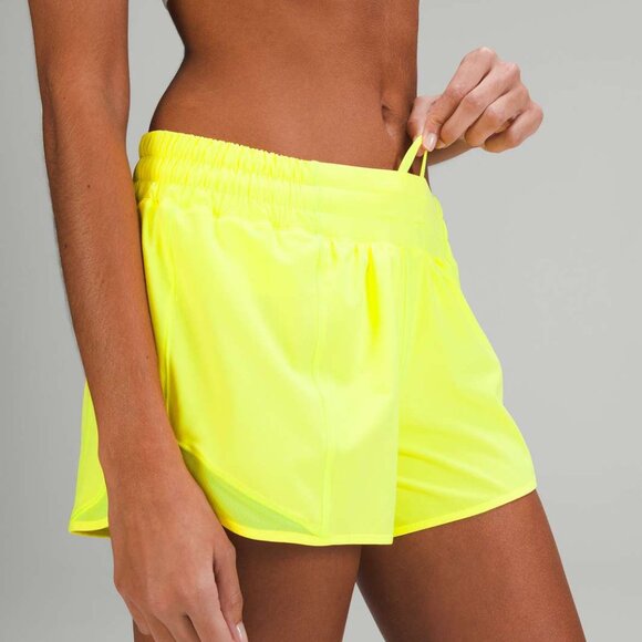 lululemon athletica Pants - Lululemon Hotty Hot Low-Rise Lined Short 4" Size 4 Neon Yellow